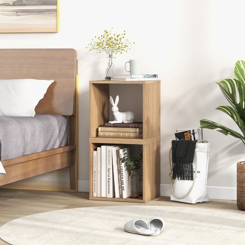 Gymax 4PCS Stackable Storage Cube Free-standing Storage Organizer Bookcase for Bedroom