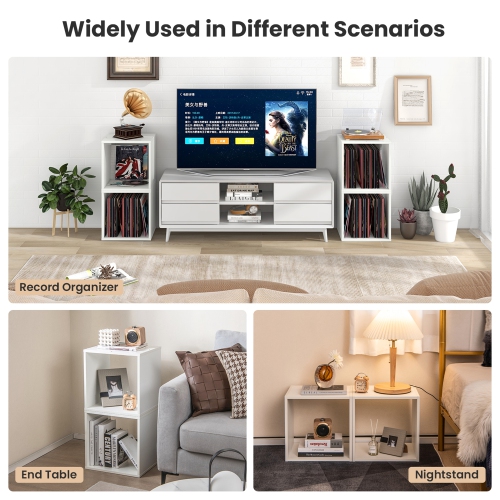 Gymax Cube Storage Organizer Set of 4 Combination Lattice Cabinet Stackable Open Bookcase