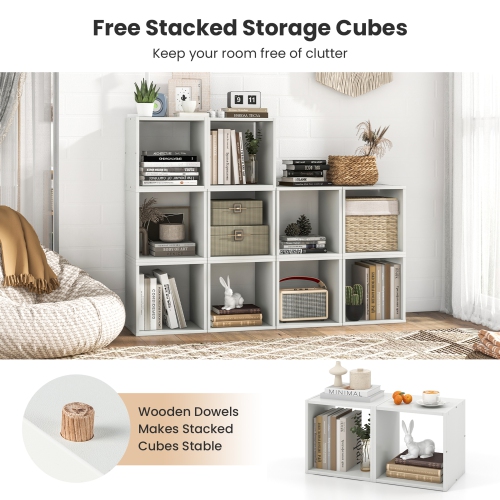 Gymax Cube Storage Organizer Set of 4 Combination Lattice Cabinet Stackable Open Bookcase