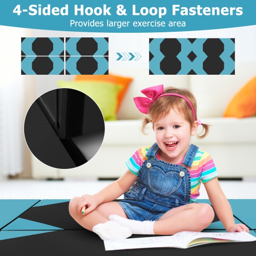 Gymax 10' x 4' x 2'' 4-Panel Folding Gymnastics Exercise Mat w/ Hook & Loop Fasteners