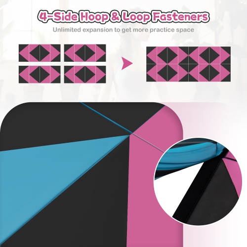 Gymax Gymnastics Gym Mat 4-Panel Folding Lightweight Gymnastics Tumbling Mat w/ Hook