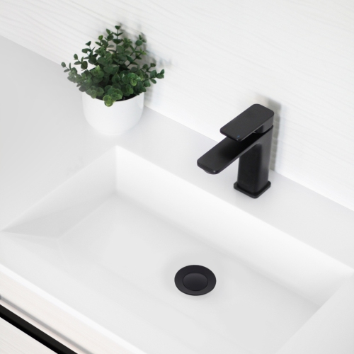 OPEN BOX A - Bathroom Vanity Sink Pop-Up Drain with Overflow in Matte Black Finish D-700N