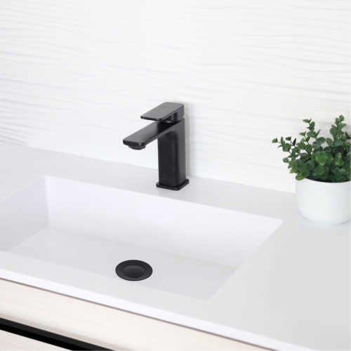 OPEN BOX A - Bathroom Vanity Sink Pop-Up Drain with Overflow in Matte Black Finish D-700N