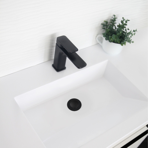 OPEN BOX A - Bathroom Vanity Sink Pop-Up Drain with Overflow in Matte Black Finish D-700N