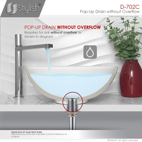 OPEN BOX A - Bathroom Vanity Sink Pop-Up Drain without Overflow in Polished Chrome Finish D-702C