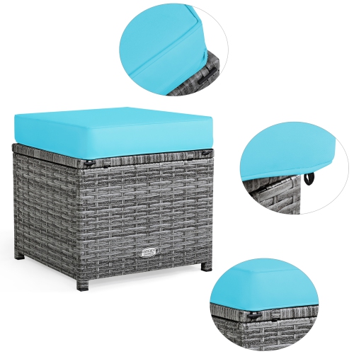 Costway 7 PCS Patio Rattan Dining Set Sectional Sofa Couch Ottoman Garden Turquoise