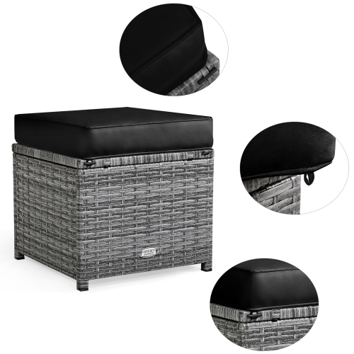 Ensemble patio de 7 pièces avec ensemble de salle à manger et canapé modulaire avec pouf et jardin en rotin de Costway - Noir