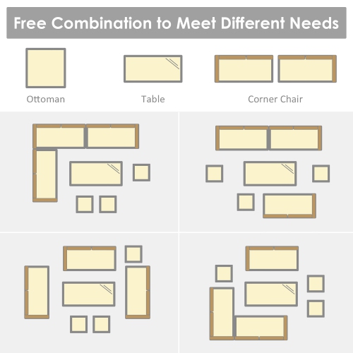 Costway 7 PCS Patio Rattan Dining Set Sectional Sofa Couch Ottoman Garden Gray