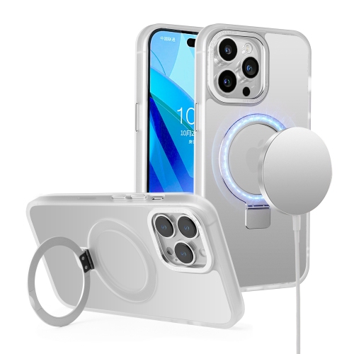 Mobile Magic For iPhone 15 Metal Chrome Kickstand [Magnetic Circle] Shockproof Matching Camera Hybrid - Clear