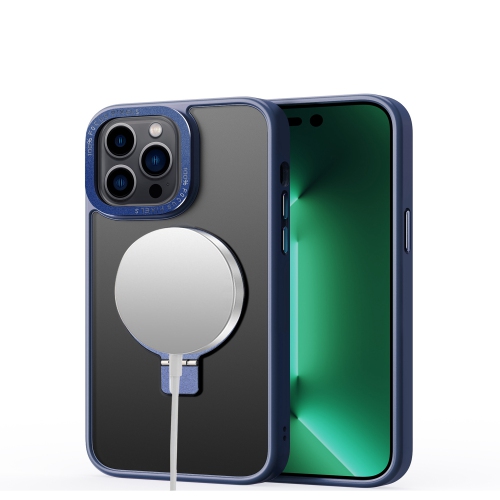 Mobile Magic For iPhone 15 Metal Chrome Kickstand [Magnetic Circle] Shockproof Matching Camera Hybrid - Navy Blue