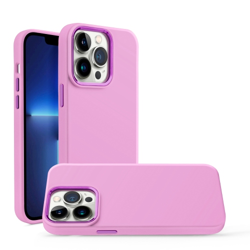 Mobile Magic For iPhone 15 Premium LIQUID Silicone with Metal Buttons and Camera Edges Case Cover - Rose Pink