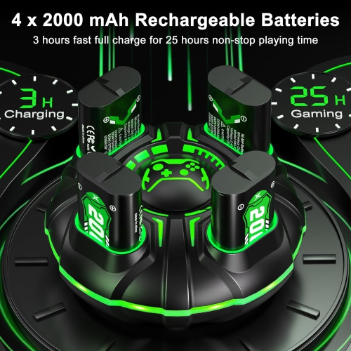 4 x 2000 mAh, Rechargeable Battery Pack with Fast Charging Controller Charger