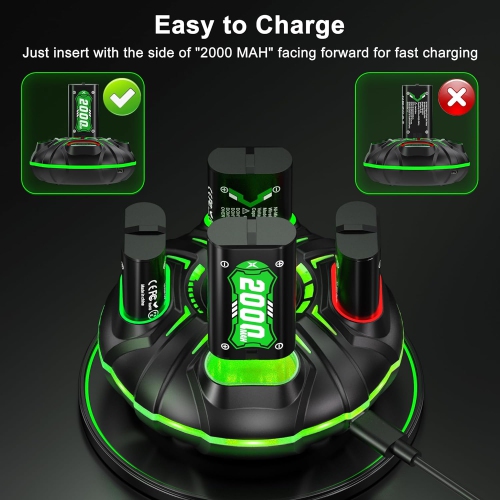 4 x 2000 mAh, Rechargeable Battery Pack with Fast Charging Controller Charger