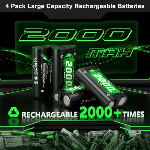 4 x 2000 mAh, Rechargeable Battery Pack with Fast Charging Controller Charger