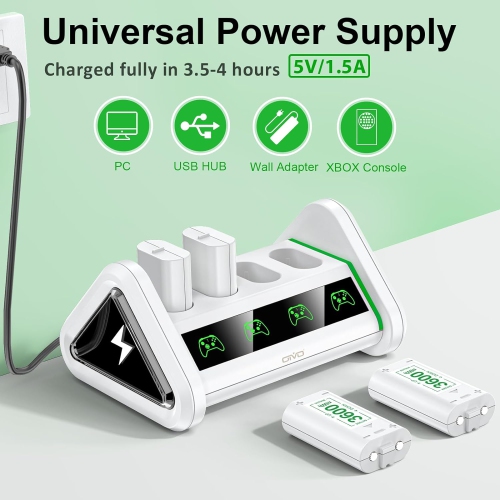 Batteries rechargeables avec chargeur pour manette Xbox Series X/S et Xbox One 1 X/S/Elite
