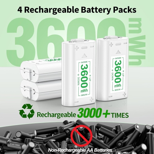 Batteries rechargeables avec chargeur pour manette Xbox Series X/S et Xbox One 1 X/S/Elite