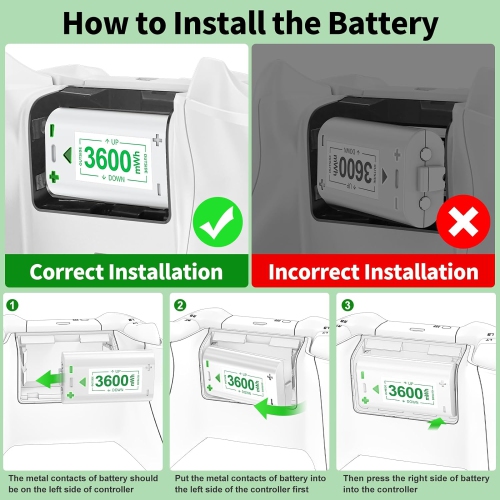 Batteries rechargeables avec chargeur pour manette Xbox Series X/S et Xbox One 1 X/S/Elite
