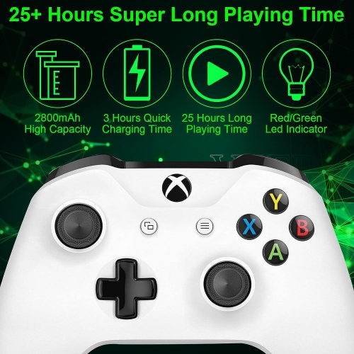 Batterie rechargeable de 2800 mAh pour manette de Xbox One/Xbox Series X/Xbox One S/Xbox One X/Xbox One Elite, Rapthor 3 batteries 2800 mAh