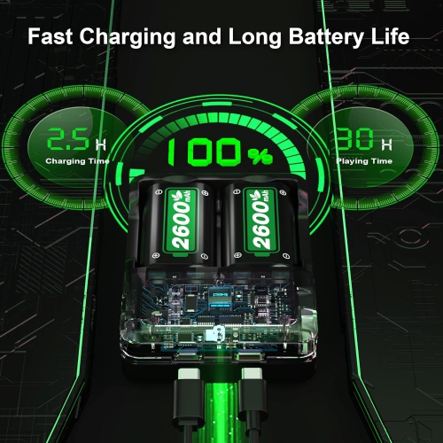 4 x 2600mAh Fast Charging Rechargeable Battery Pack with Charger