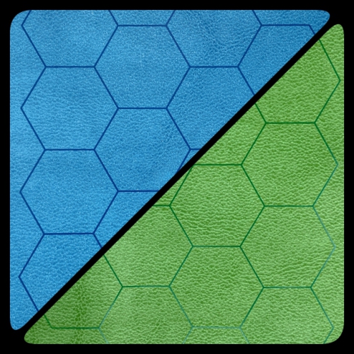 Image 1 de 1.. C hessex Battlemat de 1 po réversible : Hexagone bleu et vert 23½" x 26" (60&nbsp;cm x 66&nbsp;cm) double face