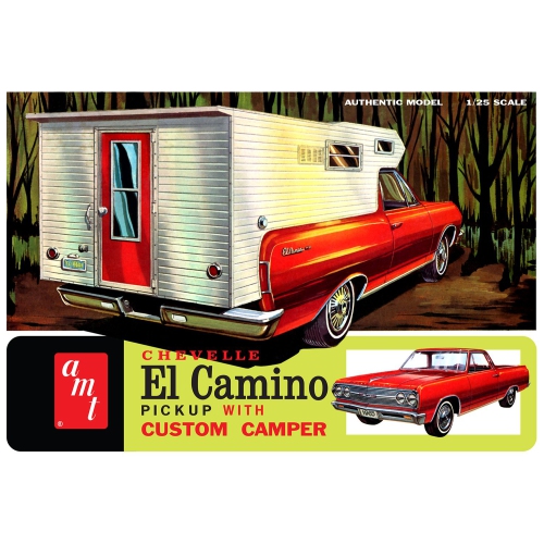 ALUMINUM MODEL TOYS  (Amt) 1965 Chevelle El Camino Pickup With Custom Camper (Amt1364) 1:25 Scale Car Plastic Model Kit