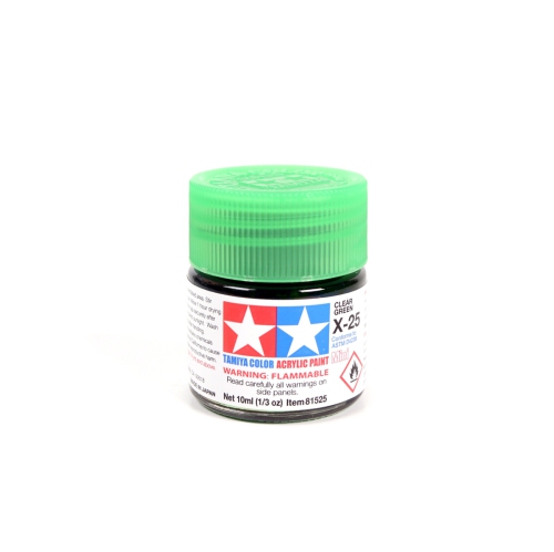 TAMIYA  Color Acrylic Paint Mini X-25 Clear (81525) Plastic Model Kit Paint In Green