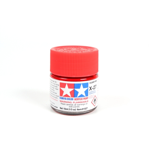TAMIYA  Color Acrylic Paint Mini X-27 Clear (81527) Plastic Model Kit Paint In Red