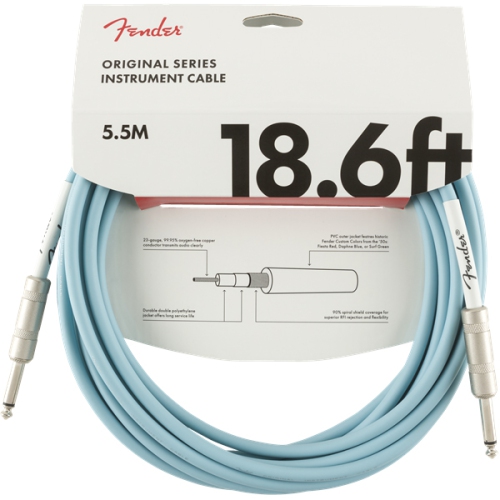 Fender Original Series Instrument Cable - Straight / Straight 18.6' Daphne Blue