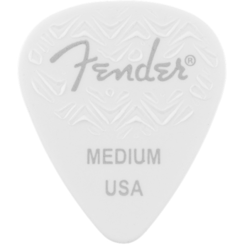 Médiators en celluloïd longueur d'onde de Fender - taille moyenne 351, blanc, paq. 6