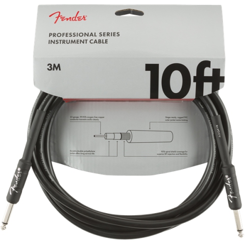 Fender Professional Series Instrument Cable - Straight / Straight 10' Black