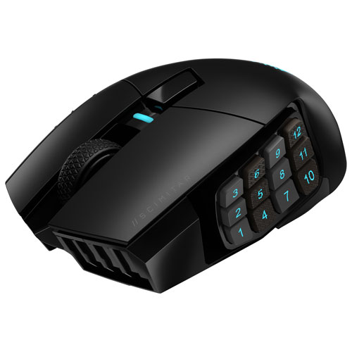 Corsair Scimitar Elite 26000 DPI Wireless Optical MMO Gaming Mouse - Black