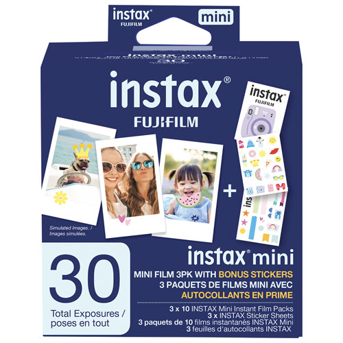 Ensemble de 3 paquets de films instantanés Instax Mini de Fujifilm - 30 feuilles