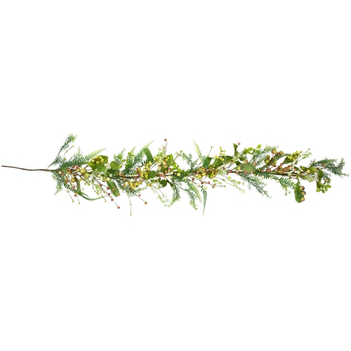 Berry and Crabapple Fern Foliage Spring Garland - 5'