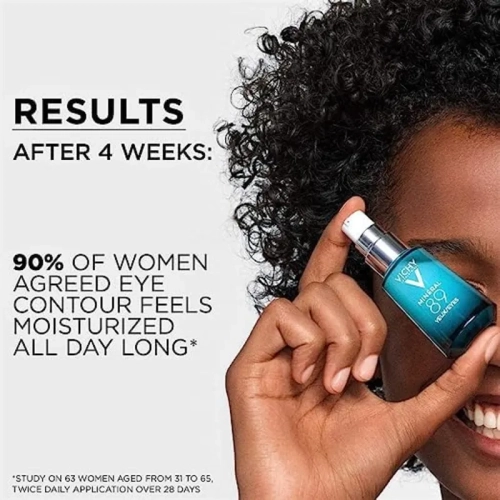 Vichy Minéral 89 EYES: Under Eye Cream for Dark Circles - Hyaluronic Acid Anti-Aging Serum with Pure Caffeine. Brightens, Smooths, Fragrance-Free -