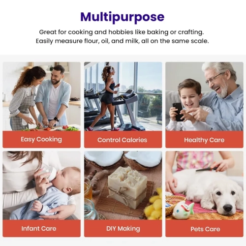 Medium Black Digital Food Kitchen Scale - Weight in Grams and Ounces for Cooking, Baking, Meal Prep, and Diet