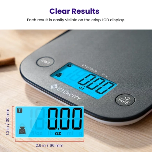 Medium Black Digital Food Kitchen Scale - Weight in Grams and Ounces for Cooking, Baking, Meal Prep, and Diet