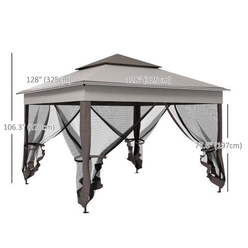 Outsunny 11' x 11' Pop Up Canopy, Outdoor Canopy Shelter Event Tent with 2-Tier Soft Top, Removable Zipper Netting and Storage Bag, for Patio,