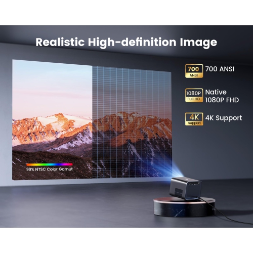 Projecteur intelligent 4K Wifi Bluetooth, avec licence Netflix, support Dolby, Auto Focus/Keystone, Projecteur Wimius 1080P avec Netflix 7000+ Apps,