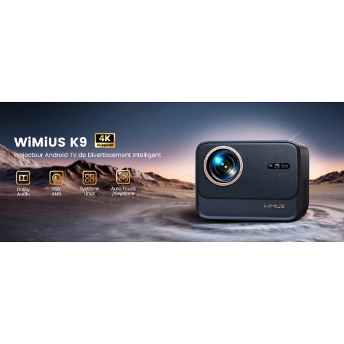 Projecteur intelligent 4K Wifi Bluetooth, avec licence Netflix, support Dolby, Auto Focus/Keystone, Projecteur Wimius 1080P avec Netflix 7000+ Apps,