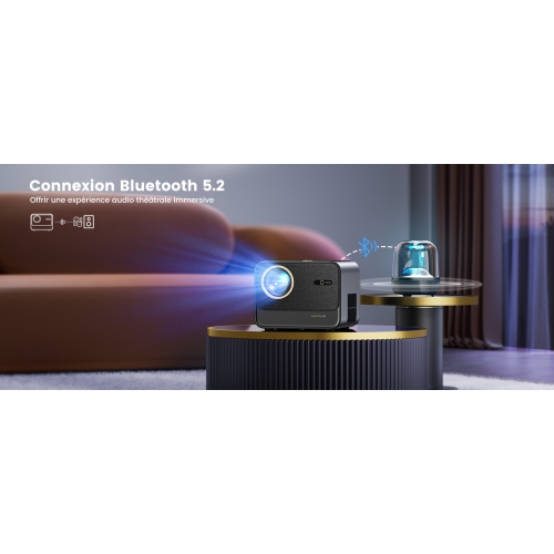 Projecteur intelligent 4K Wifi Bluetooth, avec licence Netflix, support Dolby, Auto Focus/Keystone, Projecteur Wimius 1080P avec Netflix 7000+ Apps,