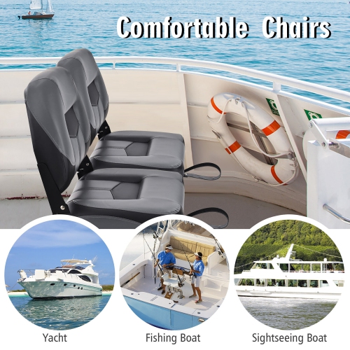 Gymax 2PCS Low Back Boat Seat Folding Fishing Boat Seat Stainless Steel Screws
