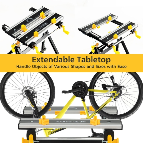 Gymax Folding Work Table Portable Workbench w/ Adjustable Height & Tiltable Platform