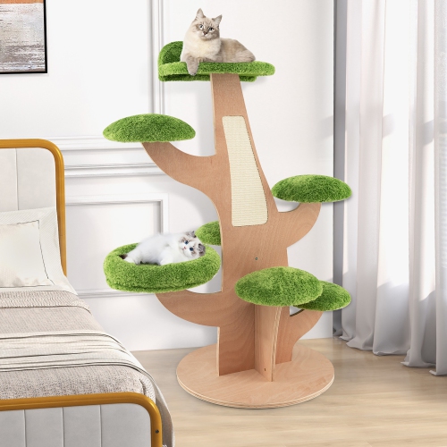 Gymax 50 Pine Shape Cat Tree for Indoor Cats Cute Multi level Cat Tower Green Best Buy Canada