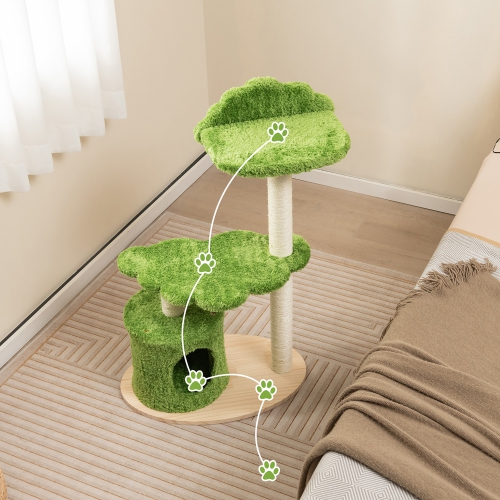Gymax 38'' Cute Cat Tree Cat Condo Furniture w/ Fully Wrapped Sisal Scratching Posts