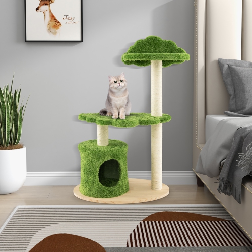 Gymax 38'' Cute Cat Tree Cat Condo Furniture w/ Fully Wrapped Sisal Scratching Posts