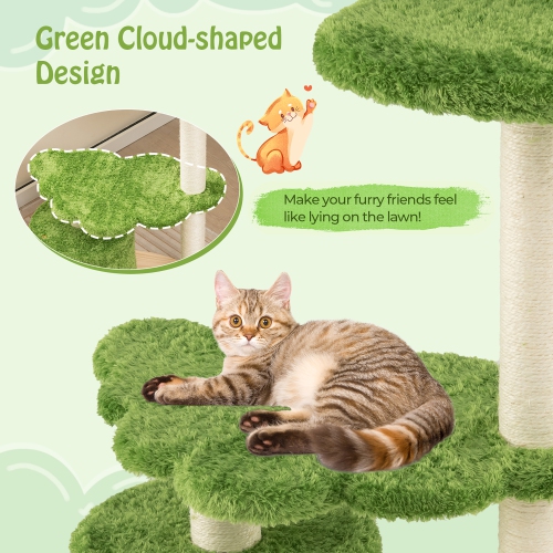 Gymax 38'' Cute Cat Tree Cat Condo Furniture w/ Fully Wrapped Sisal Scratching Posts