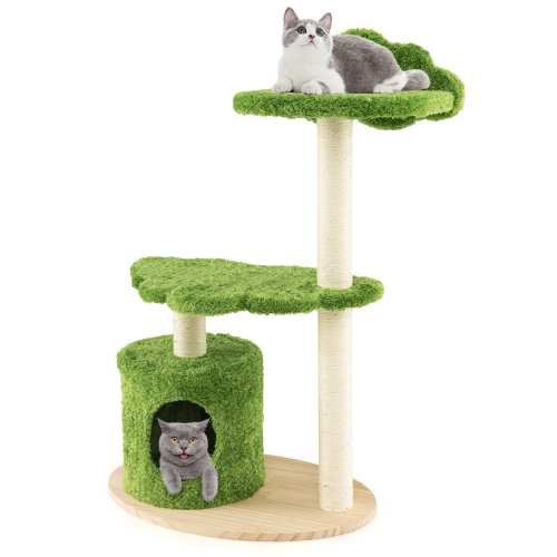 Gymax 38'' Cute Cat Tree Cat Condo Furniture w/ Fully Wrapped Sisal Scratching Posts