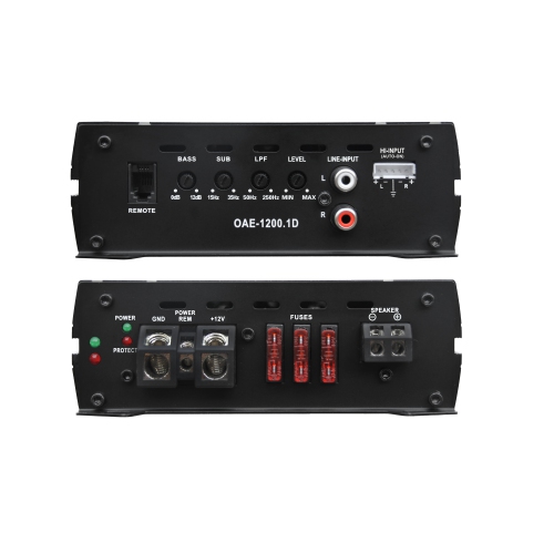 OceanAudio OAE-1200.1D Monoblock Class D Amplifier with Remote Subwoofer Level Control, 2400W