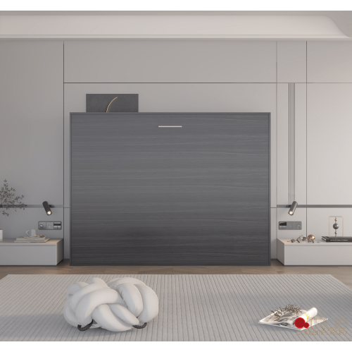 True Contemporary Heidi II Rustic Grey Horizontal Murphy Wall Pull Down Bed