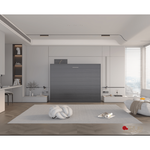 True Contemporary Heidi II Rustic Grey Horizontal Murphy Wall Pull Down Bed